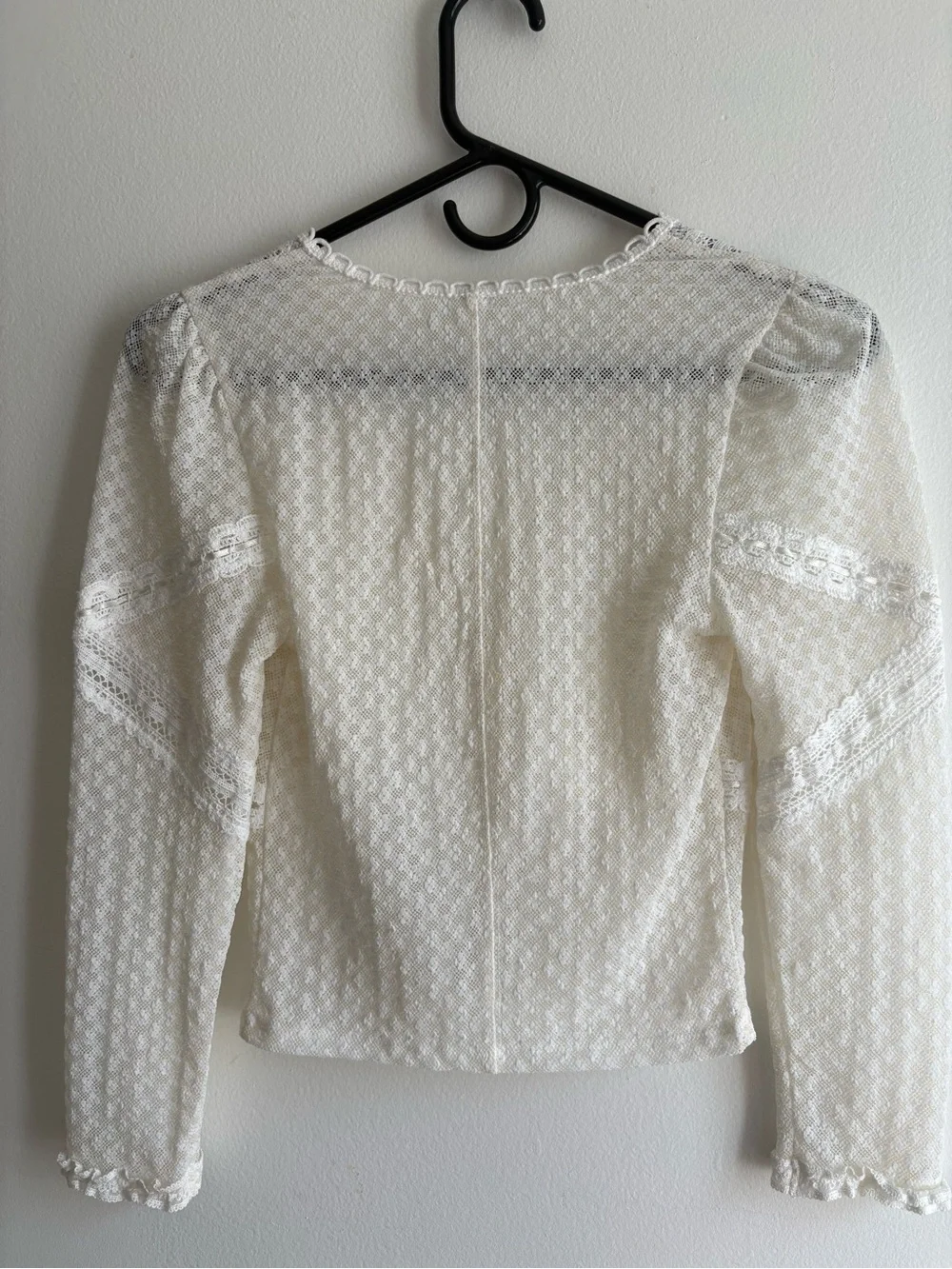 Free People Ivory Lace V-Neck Button-Front Blouse Size XS